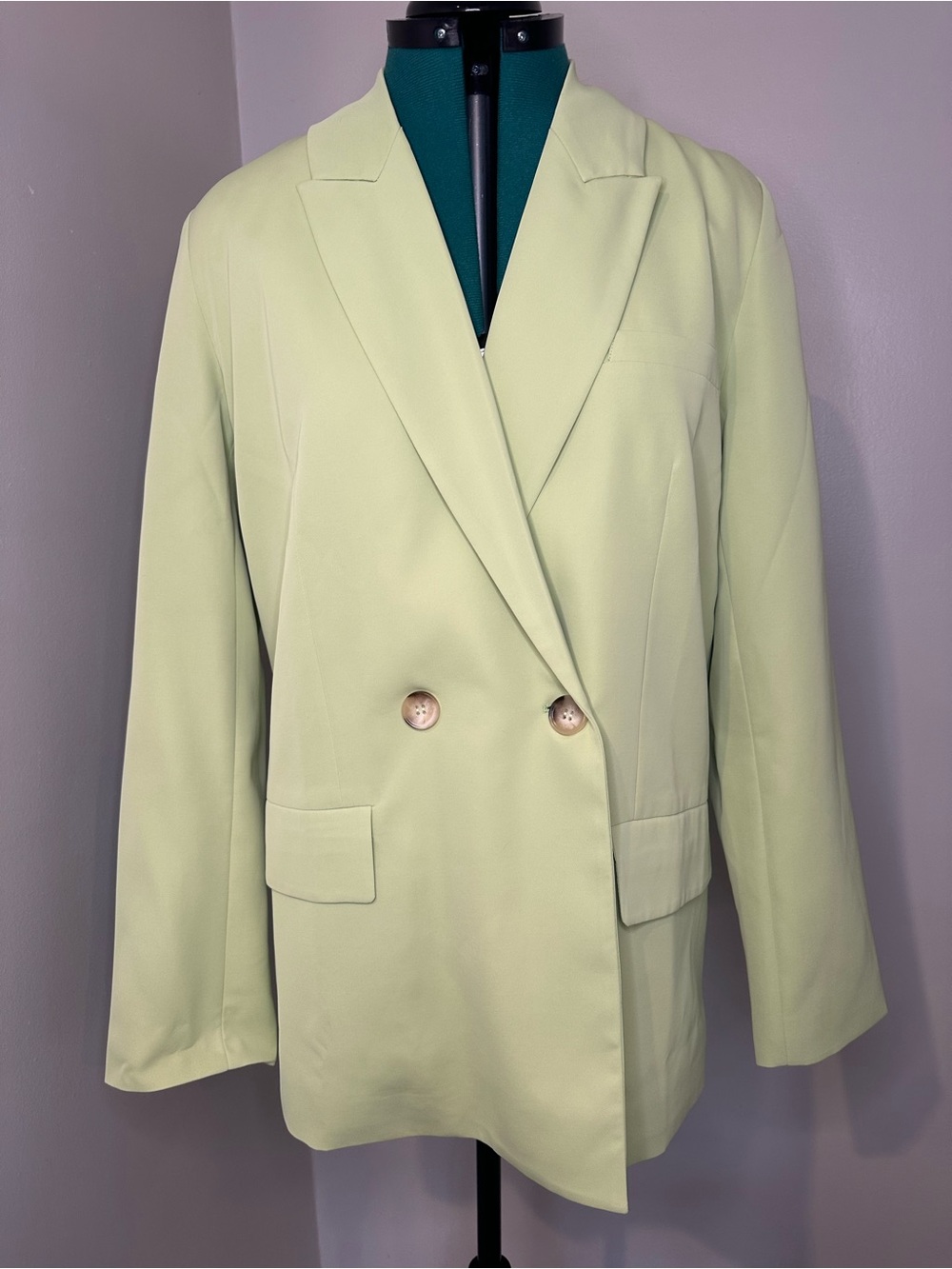 Vici Double-Breasted Blazer in Light Lime Green